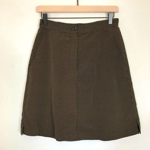 Vintage Women’s Black & Tan Geometric Skort Size 6 8 Pockets - Picture 2 of 13